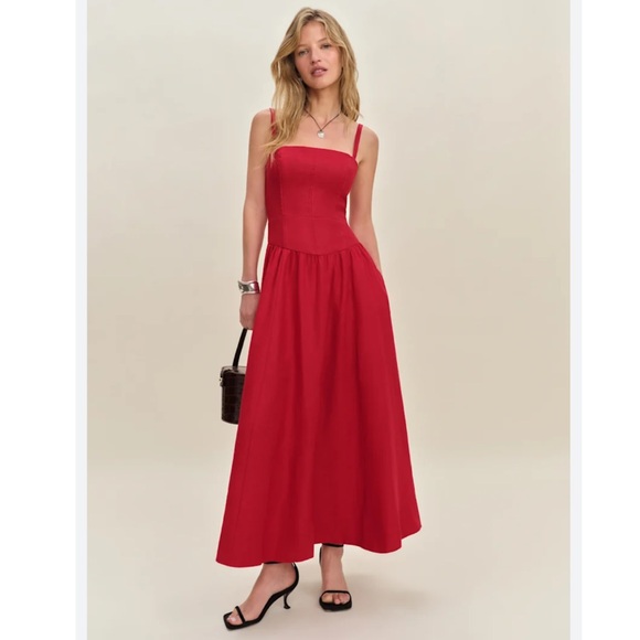 Reformation Dresses & Skirts - Reformation Katarin Linen Dress Lipstick Red